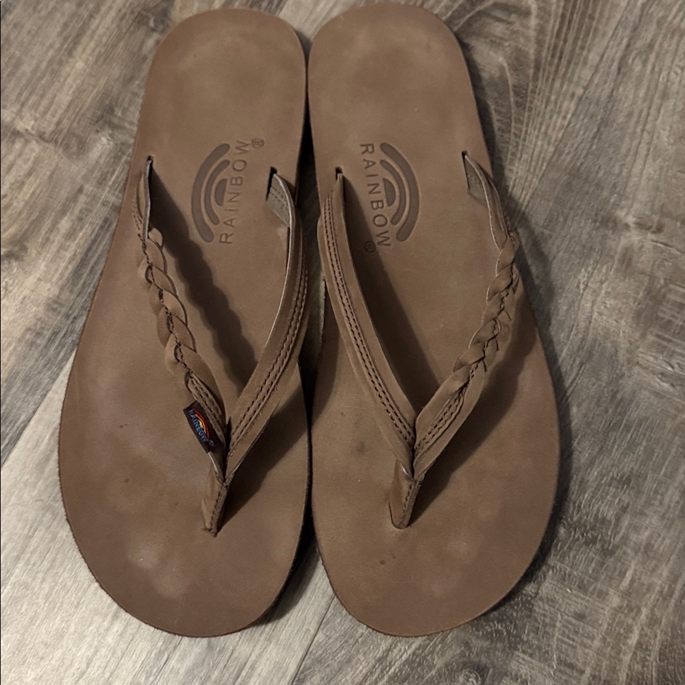 Rainbow Tan Braided Sandals - Picture 2 of 3
